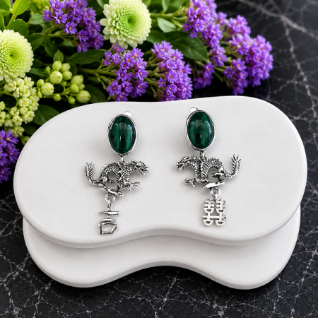 Серебряные серьги Драконы 
